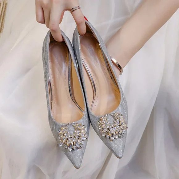 Shoes - Diamond High -Heeled Shoe Sequin Pointed Fine Heel Single Shoes